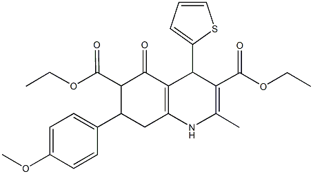 diethyl 7-(4-methoxyphenyl)-2-methyl-5-oxo-4-(2-thienyl)-1,4,5,6,7,8-hexahydro-3,6-quinolinedicarboxylate Struktur