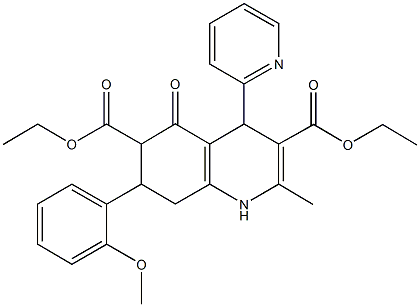 diethyl 7-(2-methoxyphenyl)-2-methyl-5-oxo-4-(2-pyridinyl)-1,4,5,6,7,8-hexahydro-3,6-quinolinedicarboxylate Struktur