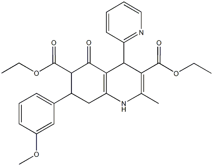 diethyl 7-(3-methoxyphenyl)-2-methyl-5-oxo-4-(2-pyridinyl)-1,4,5,6,7,8-hexahydro-3,6-quinolinedicarboxylate Struktur