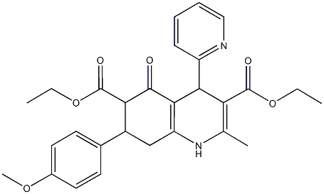 diethyl 7-(4-methoxyphenyl)-2-methyl-5-oxo-4-(2-pyridinyl)-1,4,5,6,7,8-hexahydro-3,6-quinolinedicarboxylate Struktur