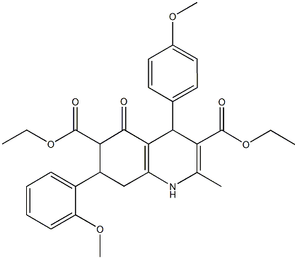 diethyl 7-(2-methoxyphenyl)-4-(4-methoxyphenyl)-2-methyl-5-oxo-1,4,5,6,7,8-hexahydro-3,6-quinolinedicarboxylate Struktur