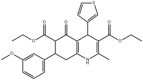 diethyl 7-(3-methoxyphenyl)-2-methyl-5-oxo-4-(3-thienyl)-1,4,5,6,7,8-hexahydro-3,6-quinolinedicarboxylate Struktur