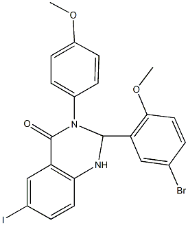 2-(5-bromo-2-methoxyphenyl)-6-iodo-3-(4-methoxyphenyl)-2,3-dihydro-4(1H)-quinazolinone Struktur