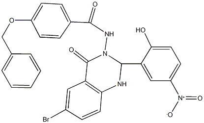 4-(benzyloxy)-N-(6-bromo-2-{2-hydroxy-5-nitrophenyl}-4-oxo-1,4-dihydro-3(2H)-quinazolinyl)benzamide Struktur