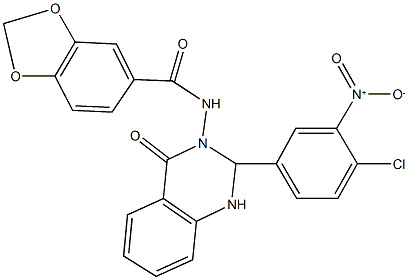 N-(2-{4-chloro-3-nitrophenyl}-4-oxo-1,4-dihydro-3(2H)-quinazolinyl)-1,3-benzodioxole-5-carboxamide Struktur