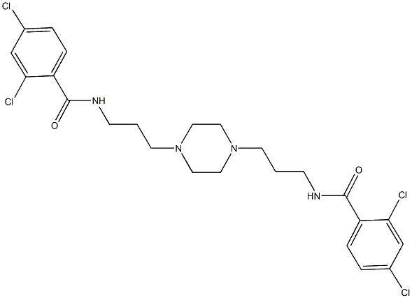 2,4-dichloro-N-[3-(4-{3-[(2,4-dichlorobenzoyl)amino]propyl}-1-piperazinyl)propyl]benzamide Struktur