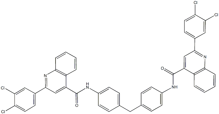 2-(3,4-dichlorophenyl)-N-{4-[4-({[2-(3,4-dichlorophenyl)-4-quinolinyl]carbonyl}amino)benzyl]phenyl}-4-quinolinecarboxamide Struktur