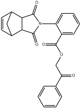 2-oxo-2-phenylethyl 2-(3,5-dioxo-4-azatricyclo[5.2.1.0~2,6~]dec-8-en-4-yl)benzoate Struktur