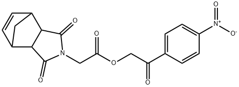 2-{4-nitrophenyl}-2-oxoethyl (3,5-dioxo-4-azatricyclo[5.2.1.0~2,6~]dec-8-en-4-yl)acetate Struktur