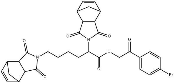 2-(4-bromophenyl)-2-oxoethyl 2,6-bis(3,5-dioxo-4-azatricyclo[5.2.1.0~2,6~]dec-8-en-4-yl)hexanoate Struktur