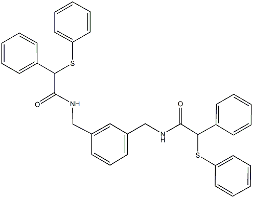 2-phenyl-N-[3-({[phenyl(phenylsulfanyl)acetyl]amino}methyl)benzyl]-2-(phenylsulfanyl)acetamide Struktur