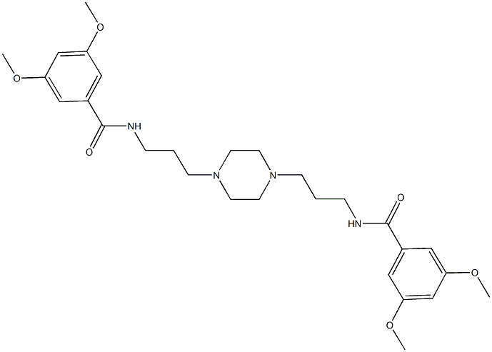 N-[3-(4-{3-[(3,5-dimethoxybenzoyl)amino]propyl}-1-piperazinyl)propyl]-3,5-dimethoxybenzamide Struktur