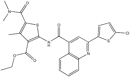 ethyl 2-({[2-(5-chloro-2-thienyl)-4-quinolinyl]carbonyl}amino)-5-[(dimethylamino)carbonyl]-4-methyl-3-thiophenecarboxylate Struktur