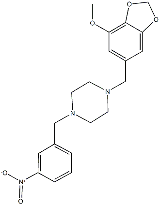 1-{3-nitrobenzyl}-4-[(7-methoxy-1,3-benzodioxol-5-yl)methyl]piperazine Struktur