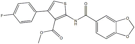 methyl 2-[(1,3-benzodioxol-5-ylcarbonyl)amino]-4-(4-fluorophenyl)-3-thiophenecarboxylate Struktur