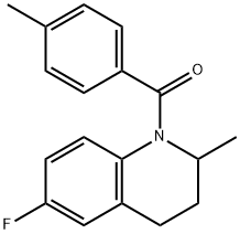 6-fluoro-2-methyl-1-(4-methylbenzoyl)-1,2,3,4-tetrahydroquinoline Struktur