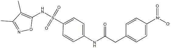 N-(4-{[(3,4-dimethylisoxazol-5-yl)amino]sulfonyl}phenyl)-2-{4-nitrophenyl}acetamide Struktur