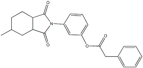 3-(5-methyl-1,3-dioxooctahydro-2H-isoindol-2-yl)phenyl phenylacetate Struktur