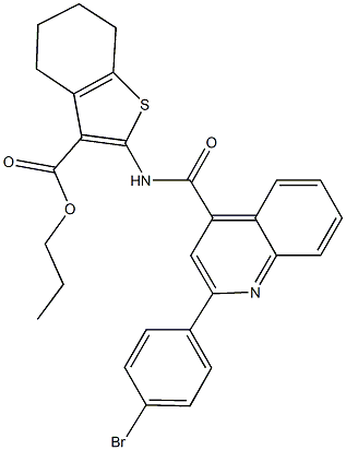 propyl 2-({[2-(4-bromophenyl)-4-quinolinyl]carbonyl}amino)-4,5,6,7-tetrahydro-1-benzothiophene-3-carboxylate Struktur