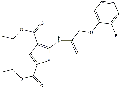 diethyl 5-{[(2-fluorophenoxy)acetyl]amino}-3-methyl-2,4-thiophenedicarboxylate Struktur