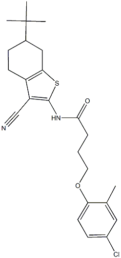 N-(6-tert-butyl-3-cyano-4,5,6,7-tetrahydro-1-benzothien-2-yl)-4-(4-chloro-2-methylphenoxy)butanamide Struktur