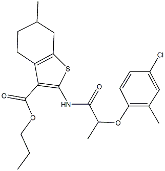 propyl 2-{[2-(4-chloro-2-methylphenoxy)propanoyl]amino}-6-methyl-4,5,6,7-tetrahydro-1-benzothiophene-3-carboxylate Struktur