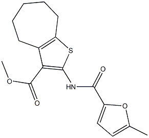 methyl 2-[(5-methyl-2-furoyl)amino]-5,6,7,8-tetrahydro-4H-cyclohepta[b]thiophene-3-carboxylate Struktur