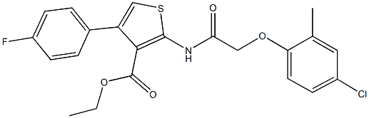 ethyl 2-{[(4-chloro-2-methylphenoxy)acetyl]amino}-4-(4-fluorophenyl)-3-thiophenecarboxylate Struktur