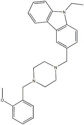 9-ethyl-3-{[4-(2-methoxybenzyl)-1-piperazinyl]methyl}-9H-carbazole Struktur