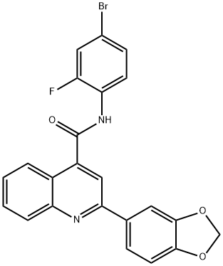 2-(1,3-benzodioxol-5-yl)-N-(4-bromo-2-fluorophenyl)-4-quinolinecarboxamide Struktur