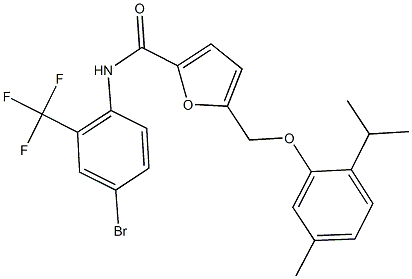 N-[4-bromo-2-(trifluoromethyl)phenyl]-5-[(2-isopropyl-5-methylphenoxy)methyl]-2-furamide Struktur