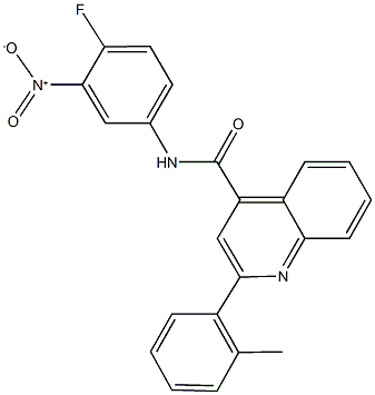 N-{4-fluoro-3-nitrophenyl}-2-(2-methylphenyl)-4-quinolinecarboxamide Struktur