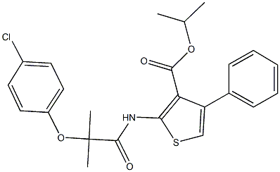 isopropyl 2-{[2-(4-chlorophenoxy)-2-methylpropanoyl]amino}-4-phenyl-3-thiophenecarboxylate Struktur