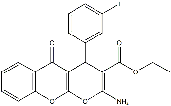 ethyl 2-amino-4-(3-iodophenyl)-5-oxo-4H,5H-pyrano[2,3-b]chromene-3-carboxylate Struktur