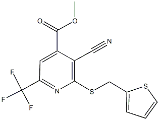 methyl 3-cyano-2-[(2-thienylmethyl)sulfanyl]-6-(trifluoromethyl)isonicotinate Struktur