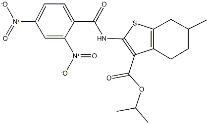 isopropyl 2-({2,4-bisnitrobenzoyl}amino)-6-methyl-4,5,6,7-tetrahydro-1-benzothiophene-3-carboxylate Struktur