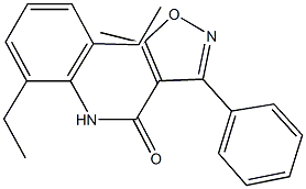 N-(2,6-diethylphenyl)-5-methyl-3-phenyl-4-isoxazolecarboxamide Struktur