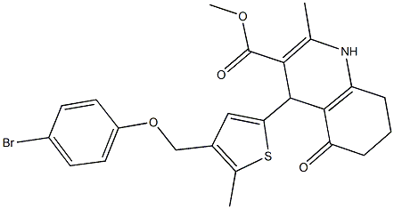 methyl 4-{4-[(4-bromophenoxy)methyl]-5-methyl-2-thienyl}-2-methyl-5-oxo-1,4,5,6,7,8-hexahydro-3-quinolinecarboxylate Struktur