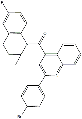 1-{[2-(4-bromophenyl)-4-quinolinyl]carbonyl}-6-fluoro-2-methyl-1,2,3,4-tetrahydroquinoline Struktur