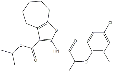 isopropyl 2-{[2-(4-chloro-2-methylphenoxy)propanoyl]amino}-5,6,7,8-tetrahydro-4H-cyclohepta[b]thiophene-3-carboxylate Struktur