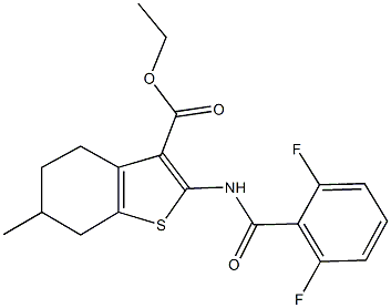 ethyl 2-[(2,6-difluorobenzoyl)amino]-6-methyl-4,5,6,7-tetrahydro-1-benzothiophene-3-carboxylate Struktur