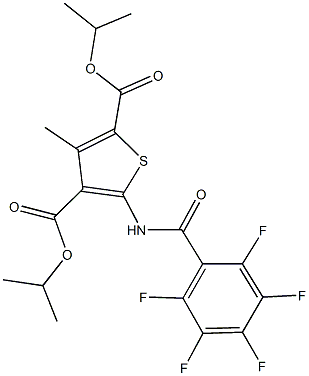 diisopropyl 3-methyl-5-[(2,3,4,5,6-pentafluorobenzoyl)amino]-2,4-thiophenedicarboxylate Struktur