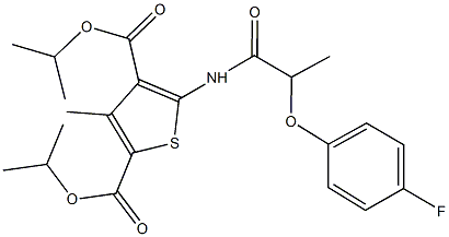 diisopropyl 5-{[2-(4-fluorophenoxy)propanoyl]amino}-3-methyl-2,4-thiophenedicarboxylate Struktur