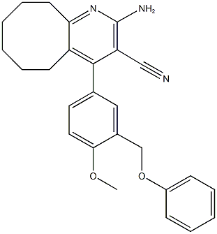 2-amino-4-[4-methoxy-3-(phenoxymethyl)phenyl]-5,6,7,8,9,10-hexahydrocycloocta[b]pyridine-3-carbonitrile Struktur