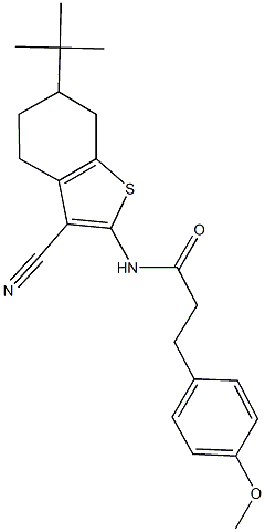 N-(6-tert-butyl-3-cyano-4,5,6,7-tetrahydro-1-benzothien-2-yl)-3-(4-methoxyphenyl)propanamide Struktur