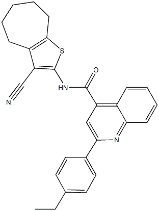 N-(3-cyano-5,6,7,8-tetrahydro-4H-cyclohepta[b]thien-2-yl)-2-(4-ethylphenyl)-4-quinolinecarboxamide Struktur