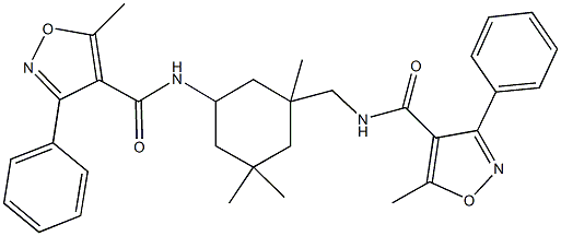 5-methyl-3-phenyl-N-[3,3,5-trimethyl-5-({[(5-methyl-3-phenyl-4-isoxazolyl)carbonyl]amino}methyl)cyclohexyl]-4-isoxazolecarboxamide Struktur