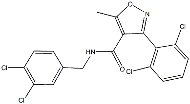 N-(3,4-dichlorobenzyl)-3-(2,6-dichlorophenyl)-5-methyl-4-isoxazolecarboxamide Struktur