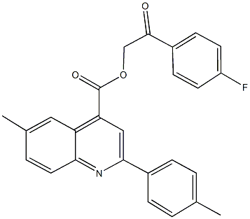 2-(4-fluorophenyl)-2-oxoethyl 6-methyl-2-(4-methylphenyl)-4-quinolinecarboxylate Struktur