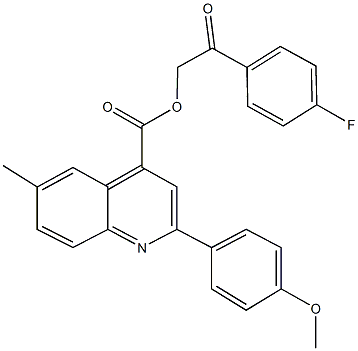 2-(4-fluorophenyl)-2-oxoethyl 2-(4-methoxyphenyl)-6-methyl-4-quinolinecarboxylate Struktur